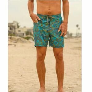 Mollusk California Shorts Mens Medium Swim Trunks Surf Casual 4” Mushroom Ocean